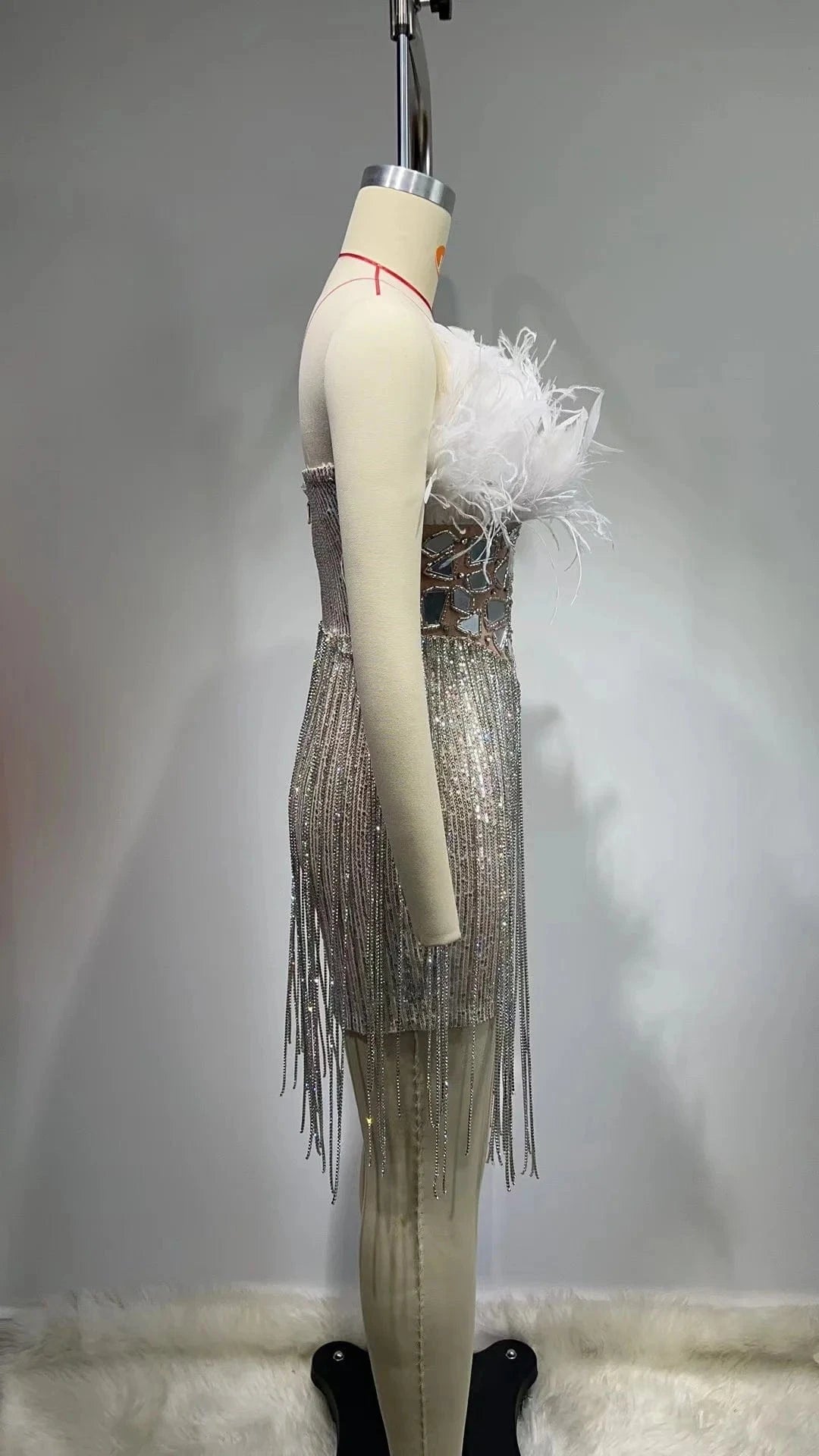 Dropshipping Products Women's Clothing Elegant Feathers Dress Sexy Strapless Beaded Tassel Prom Party Dresses