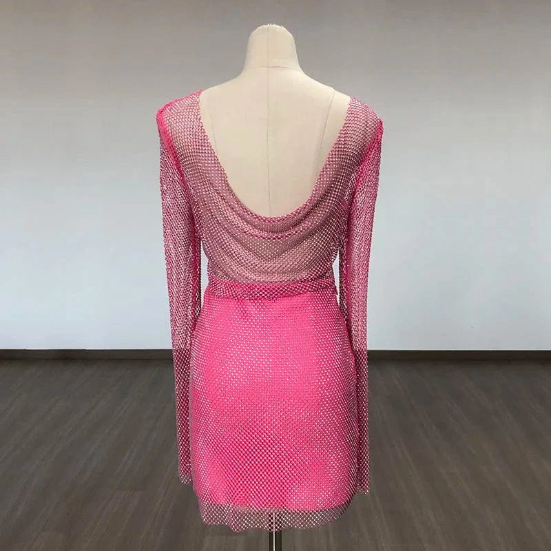 Dropshipping Products Women's High End Mesh Sets 2 Piece Set Beaded Two Piece Skirt Set Suits