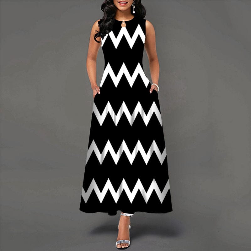 Dropshipping Wholesale elegantes most popular women casual sleeveless dress ladies digital printing long dress
