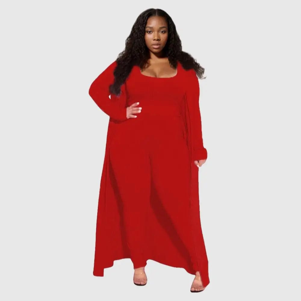 E0110ME14 New Design Plus Size Loungwear Ribbed Good Stretch 3 Piece Basic Clothing Sets Women Sehe Fashion