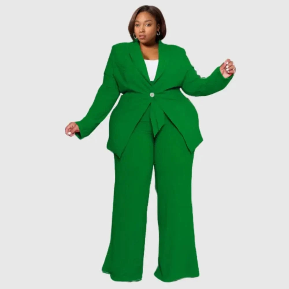 E0110ME15 New Design Plus Size Single Button Casual Workout 2 Piece Women Pants Sets Sehe Fashion