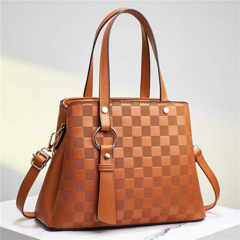 Earthy yellow 2022 simple plaid design fashion luxury tote bag designer women shoulder bag manufacturer customization handbags