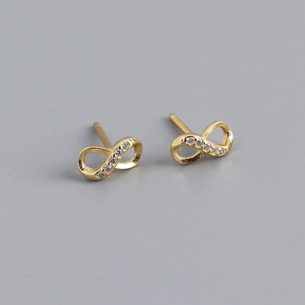 EH1386 Gold fashion jewelry 925 sterling silver earrings infinite stud earrings women infinity gold plated silver jewelry women