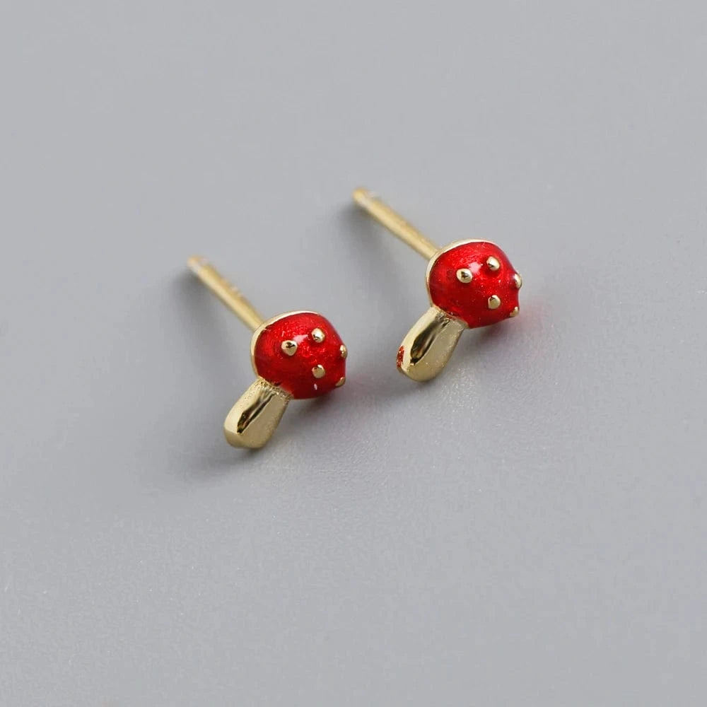 EH1405 Gold fashion 925 sterling silver minimalist cute mushroom stud earring jewelry 18K gold plated earrings for women jewelry