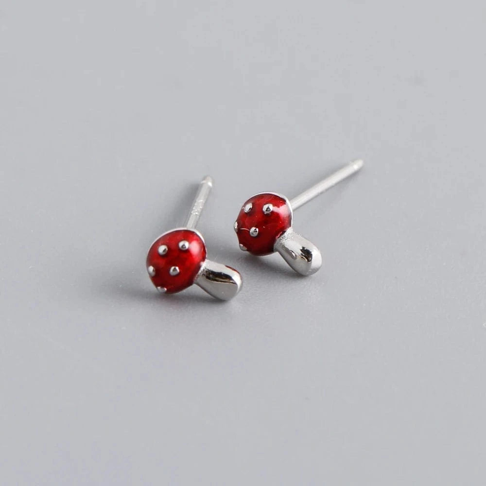 EH1405 Silver fashion 925 sterling silver minimalist cute mushroom stud earring jewelry 18K gold plated earrings for women jewelry