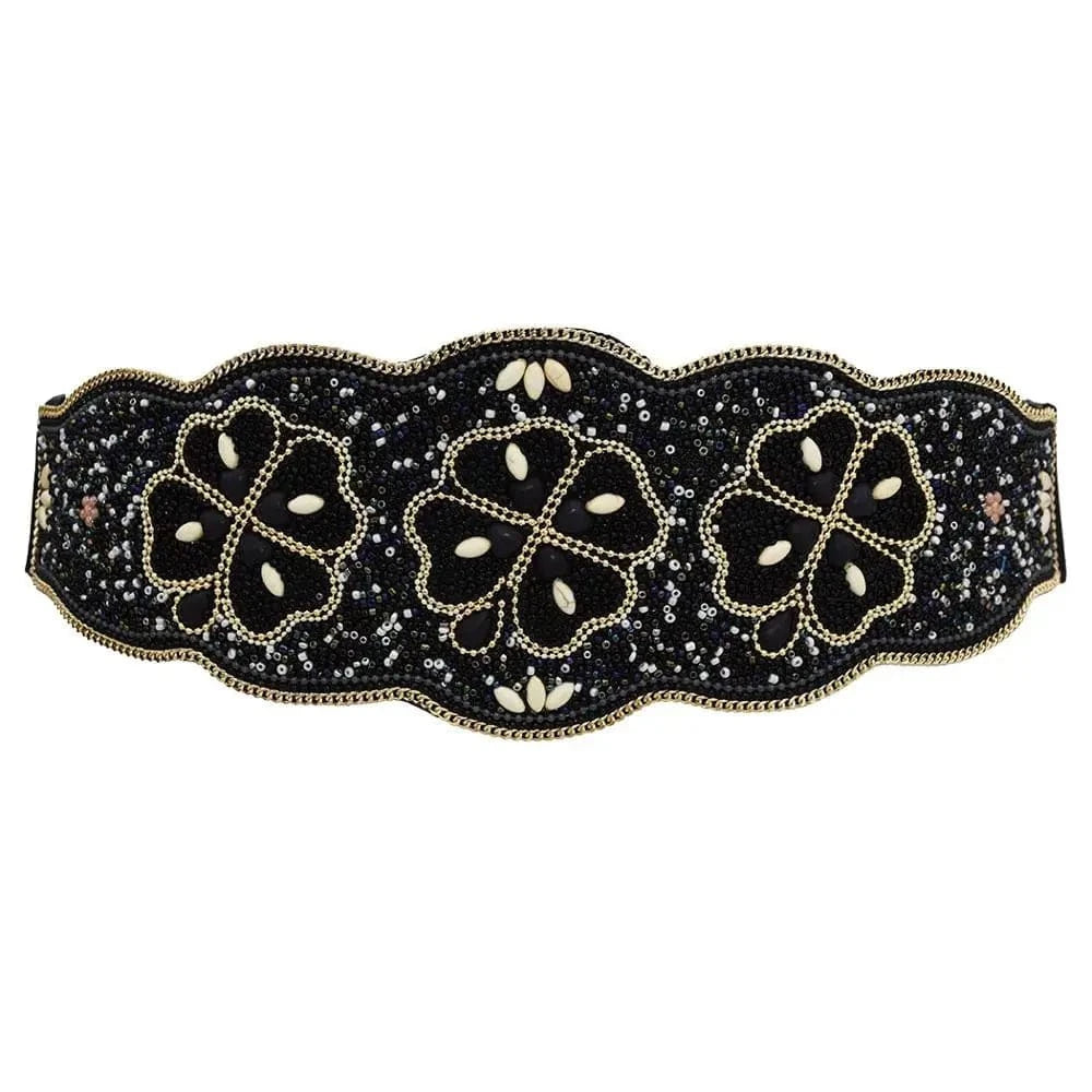 Elastic rice beads belt dance waist chain costume accessories female retro bohemian national style