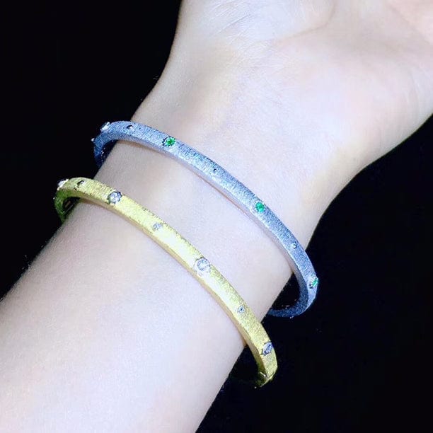 Elegant Italian 925 Silver Jewelry Round Cubic Zirconia 925 Sterling Silver Bracelet Bangle