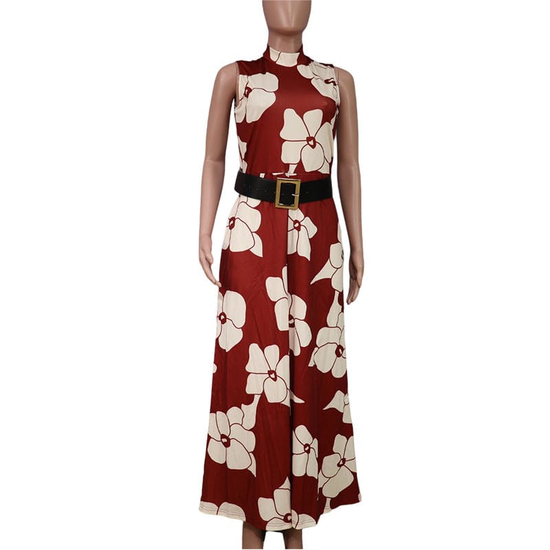 Elegant Jumpsuit for Women Halter Floral Print Long Wide Leg Pants Party Office Wear Fashion Jumpsuit 2023 Summer Rompers