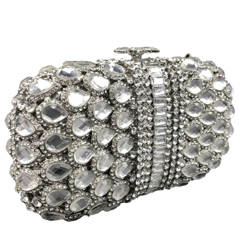 Elegant Silver Women Shinny Crystal Evening Clutch Bags Luxury Wedding Party Minaudiere Handbags and Purses For Woman