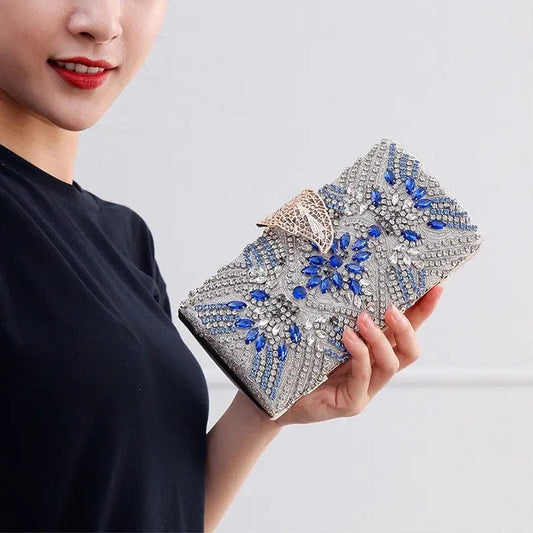 Embroidered Women Rhinestone Beading Evening Bags Ladies Clutch Hand Bag Clutches Wedding Party Bag Stone Purse