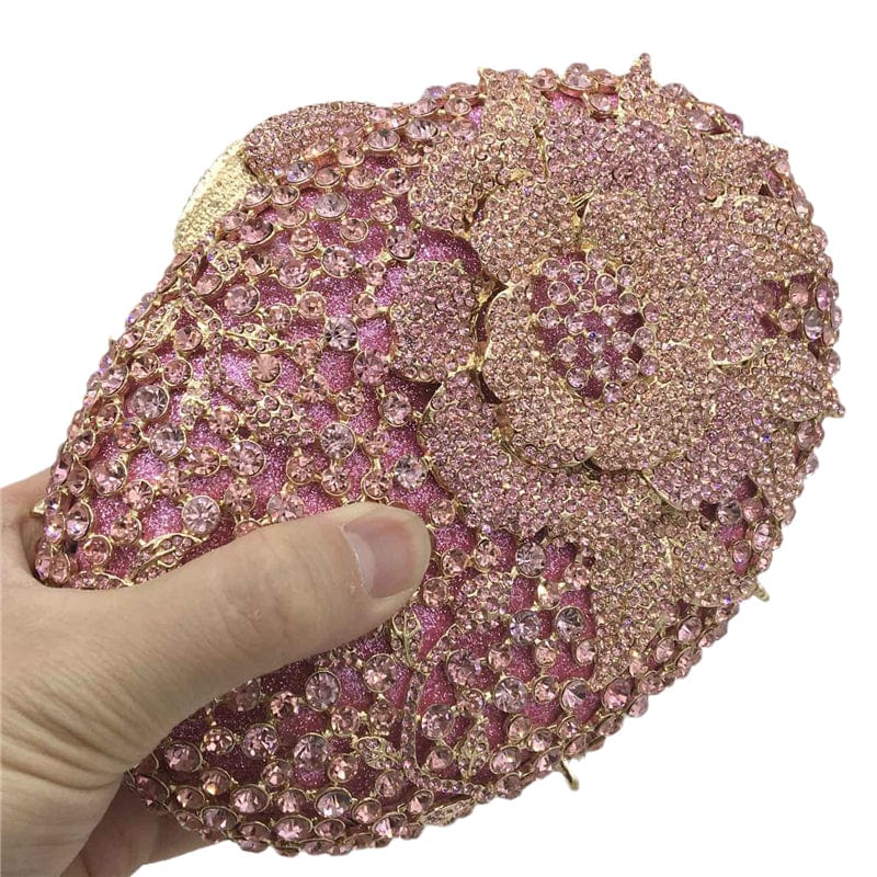 Emerald Women Beaded Crystal Bag Flower Evening Purse Party Cocktail Rhinestone Handbags Bridal Wedding Clutch Bag