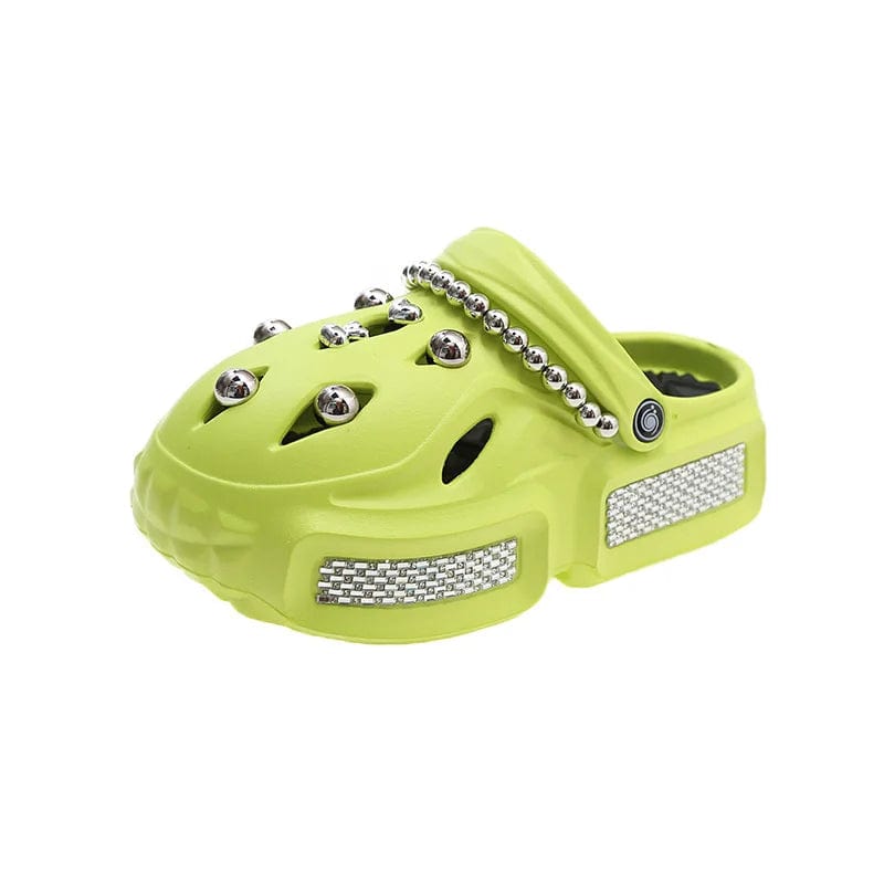 EU 37= US 6 / green IDOIT Summer Latest Flip Flop Women's Wear Fashion Bedazzled Platform Slippers Solid Color Texture Bubble Sandals