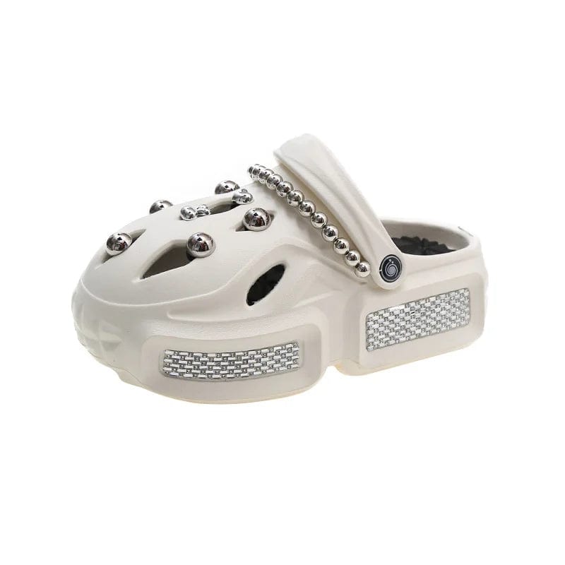 EU 41=US 10 / White IDOIT Summer Latest Flip Flop Women's Wear Fashion Bedazzled Platform Slippers Solid Color Texture Bubble Sandals