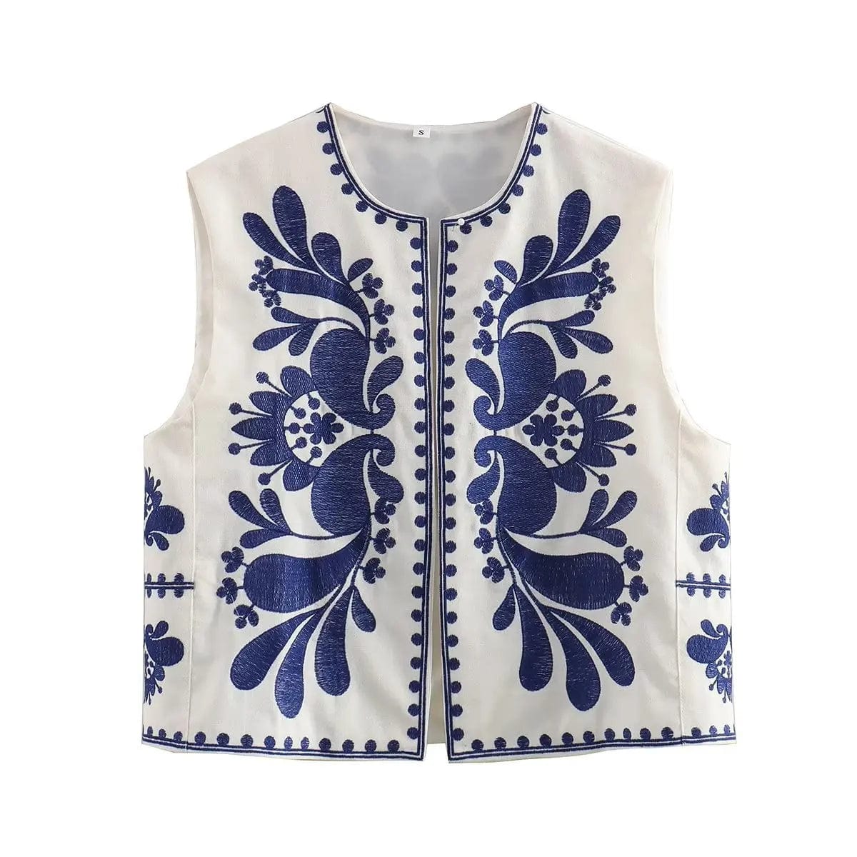 European and American women's clothing 2023 Summer new European and American cardigan sleeveless embroidered vest women's top
