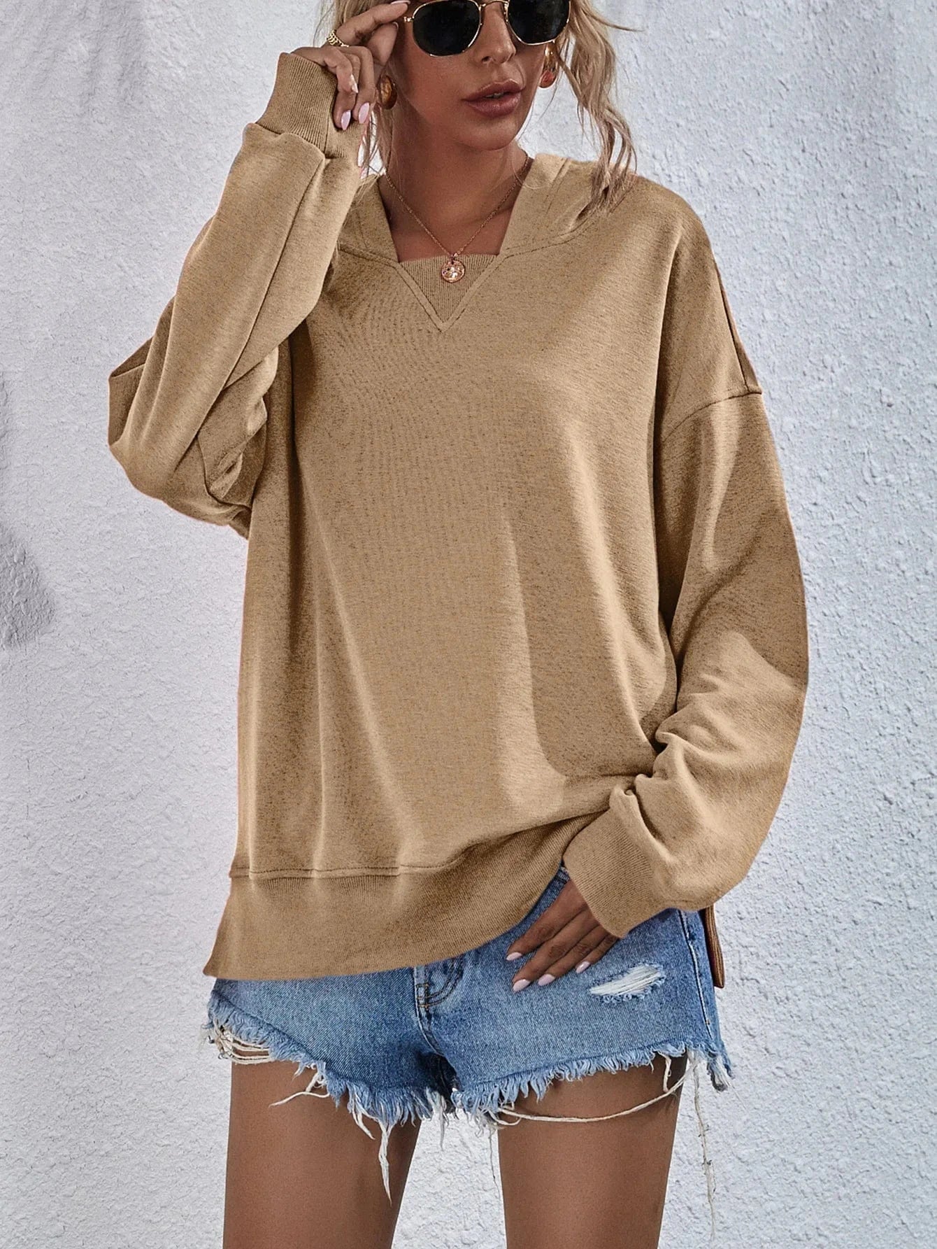 European and American Women's Clothing 2024 Autumn and Winter New Fleece-lined Sweater Women's Hooded Casual Loose Top