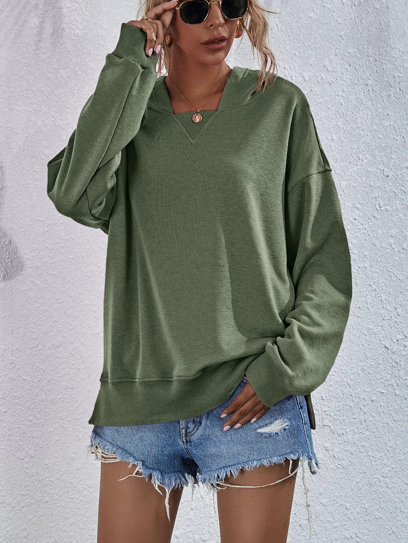 European and American Women's Clothing 2024 Autumn and Winter New Fleece-lined Sweater Women's Hooded Casual Loose Top