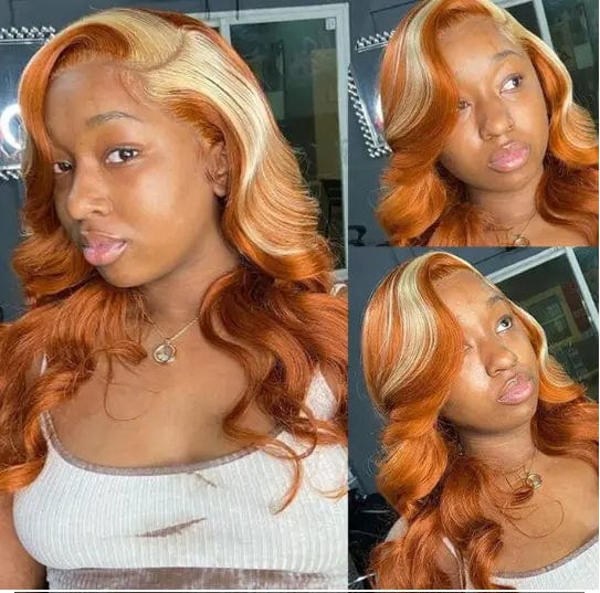European Human Hair Straight Ginger Color Blonde Wigs