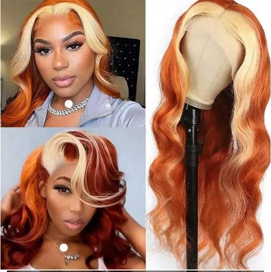 European Human Hair Straight Ginger Color Blonde Wigs