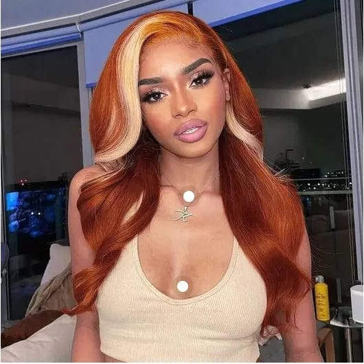 European Human Hair Straight Ginger Color Blonde Wigs