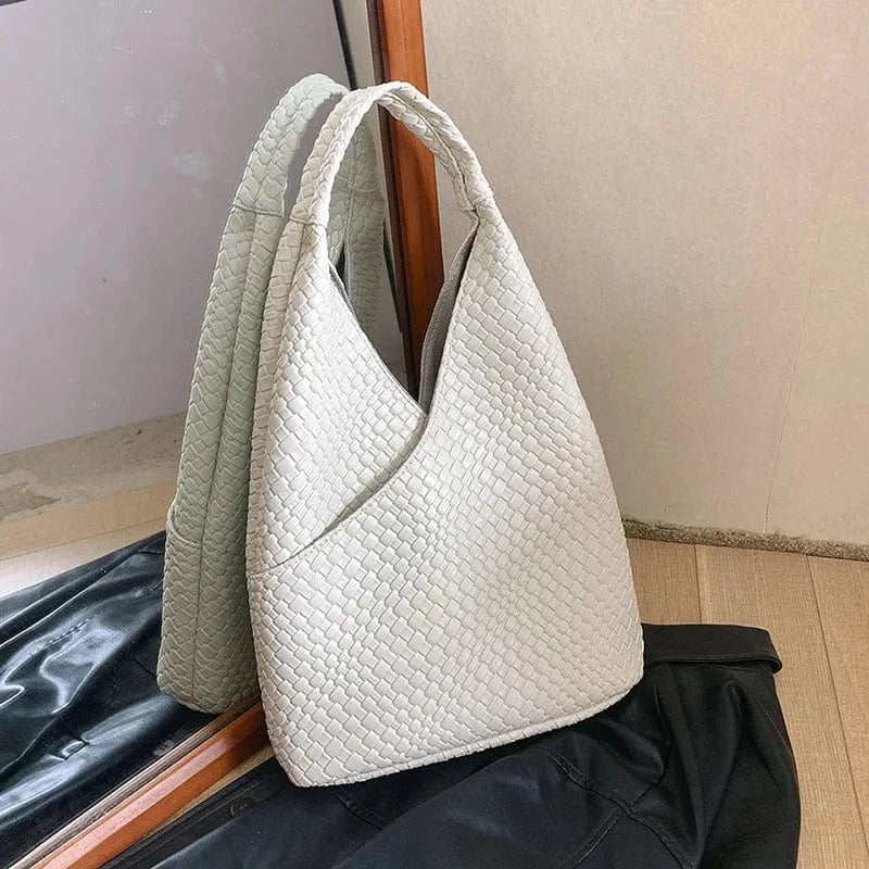European Luxury Designer PU Leather Soft Woven Bucket Bag for Women Fashionable Shoulder Bag Luxury Brand women's Underarm Totes