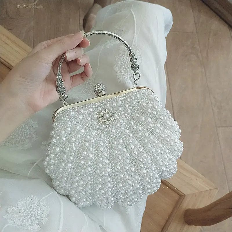 Evening Purses And Pearl Clutch  Formal party Handbags Synthetic Wedding Dress Dinner Shell Women Metal Hand Evening Bead Bags
