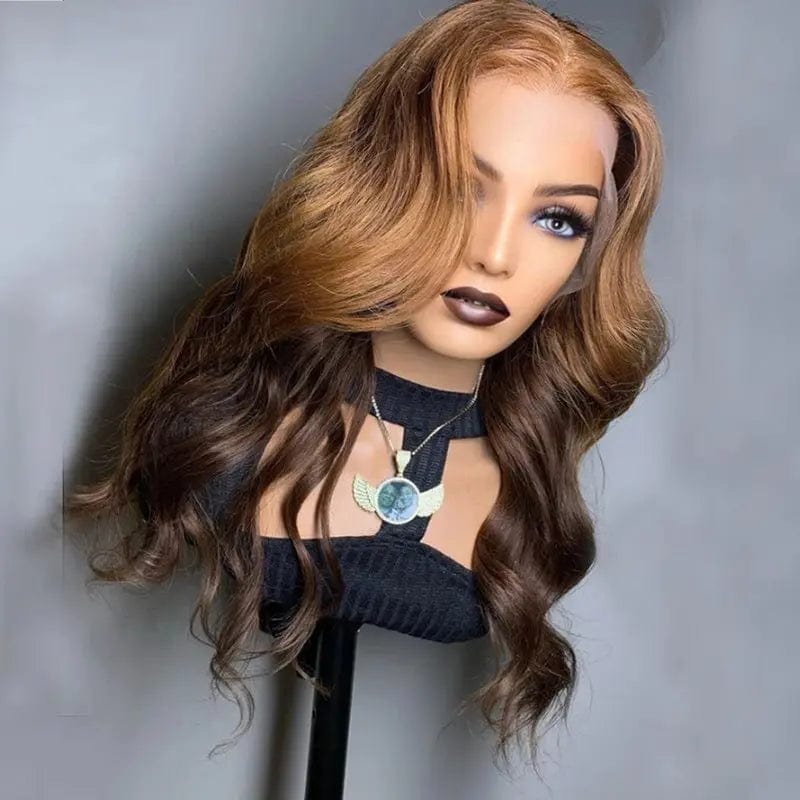 Exotic French Wave Brown Ombre Color Wig Cuticle Aligned Transparent HD Virgin Human Hair Lace Front Wigs