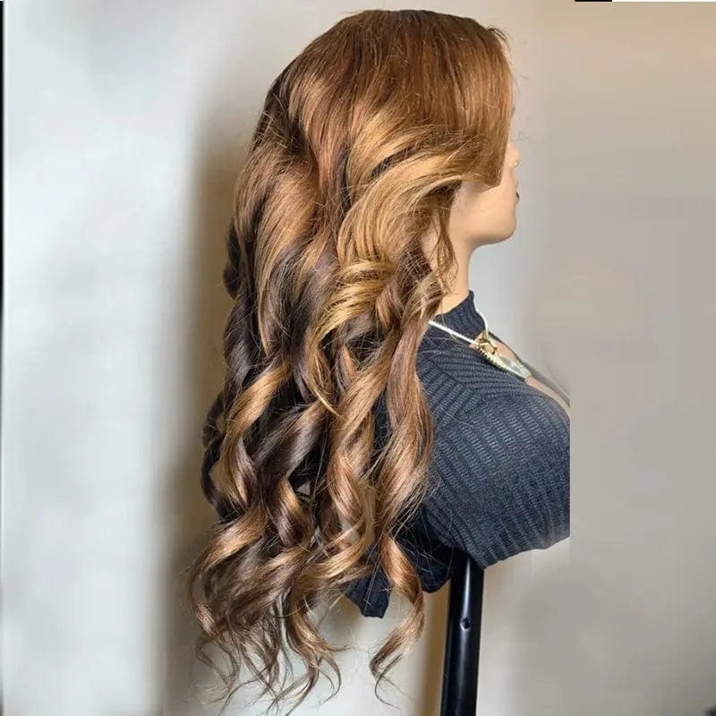 Exotic French Wave Brown Ombre Color Wig Cuticle Aligned Transparent HD Virgin Human Hair Lace Front Wigs