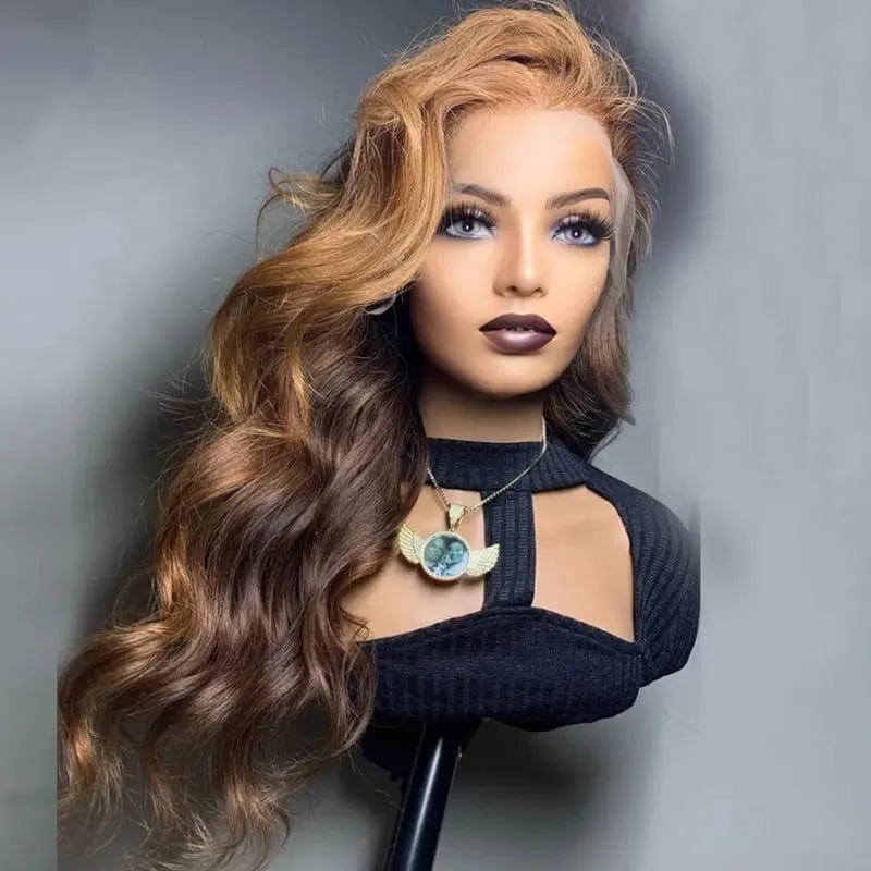 Exotic French Wave Brown Ombre Color Wig Cuticle Aligned Transparent HD Virgin Human Hair Lace Front Wigs