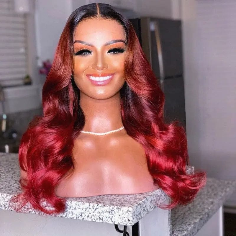 Exotic Natural Wave Glueless Chocolate Brown Black Highlight Color Pre Plucked Cuticle Aligned Lace Front Wigs