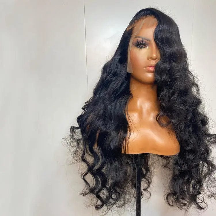 Exotic Ocean Wave Natural Black Color Wig Cuticle Aligned Bleached Knots Virgin Human Hair Lace Front Wigs