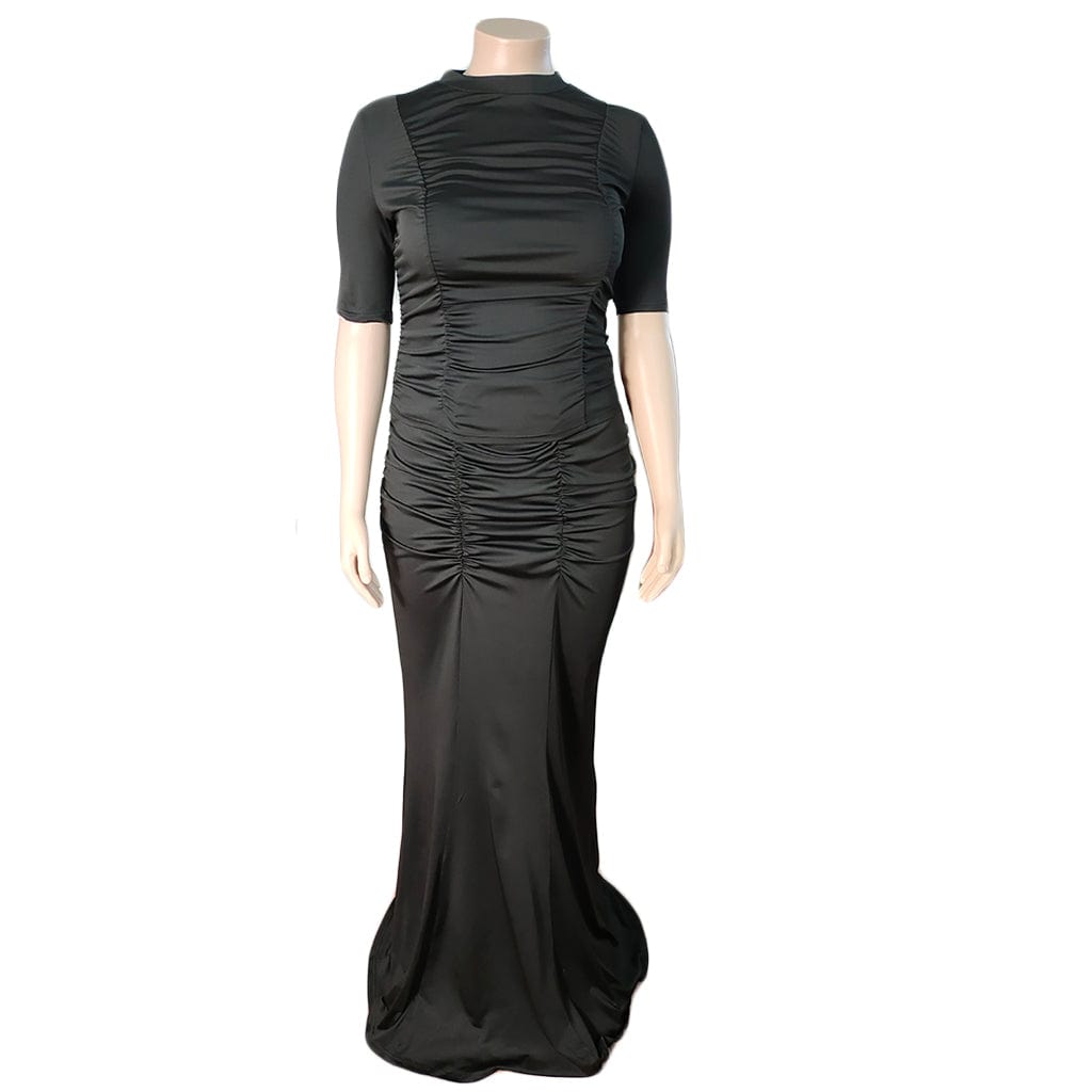 Explosive plus size solid color pleated fashion sexy women's two-piece suit