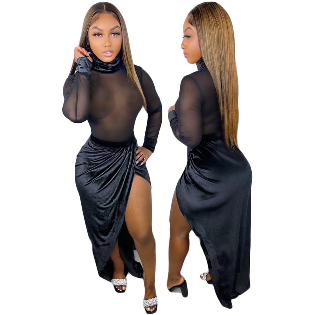 Explosive style mesh stitching fashion women's dress creative suit