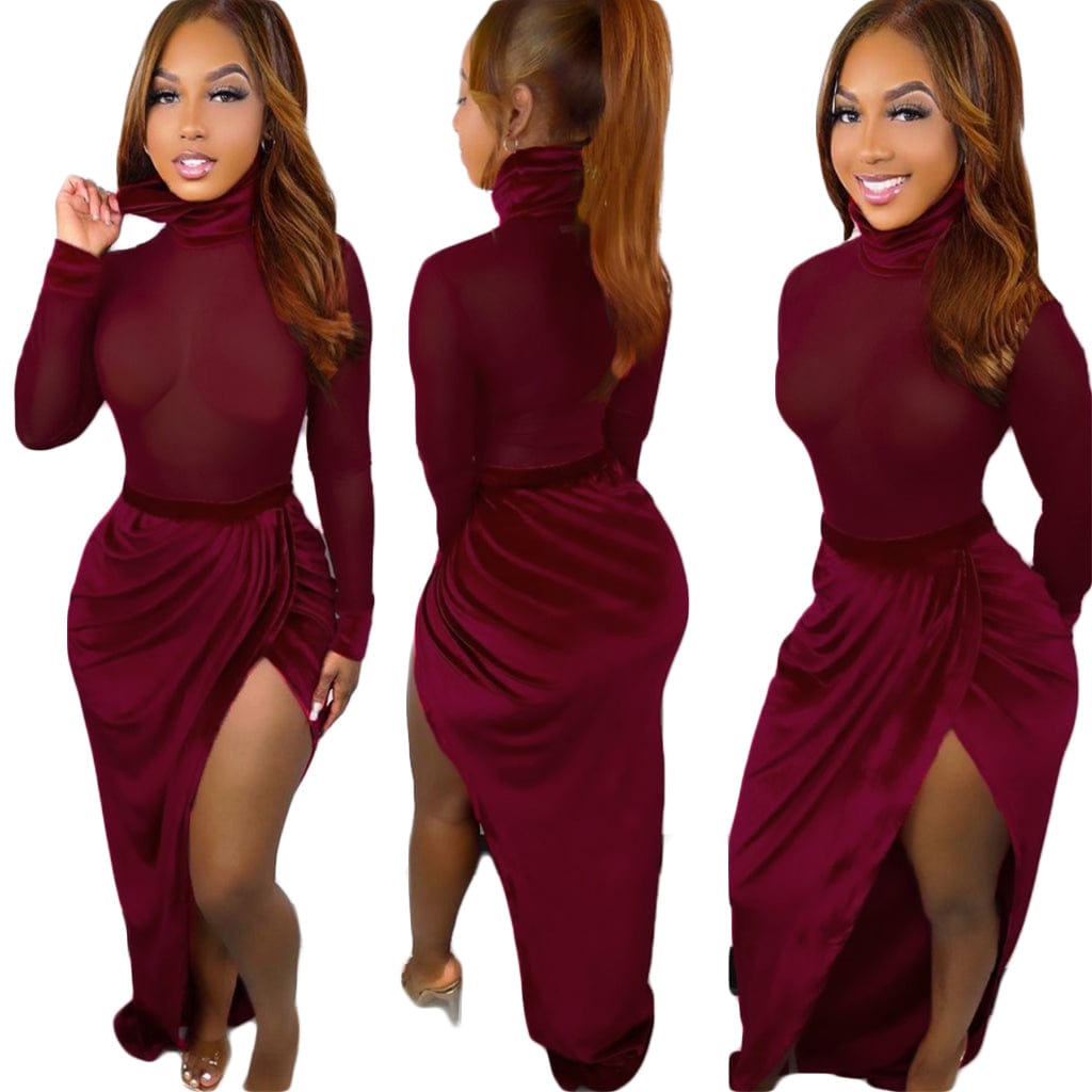 Explosive style mesh stitching fashion women's dress creative suit
