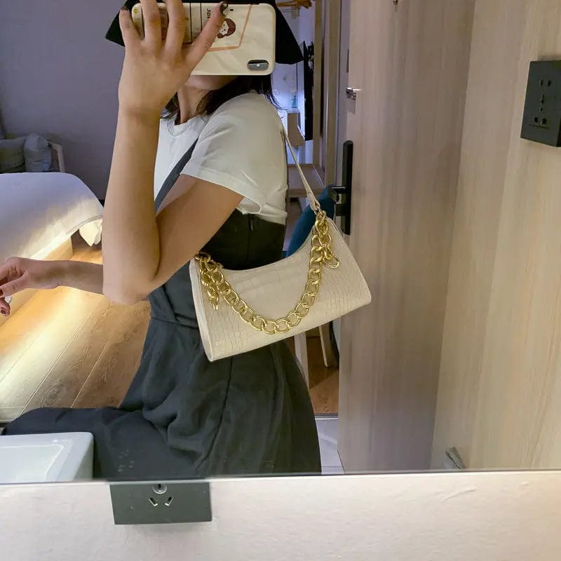 F032 Fashion All-match New Crocodile Pattern PU Leather Tote Shoulder Bags for Women Trendy Texture Zipper Handbags