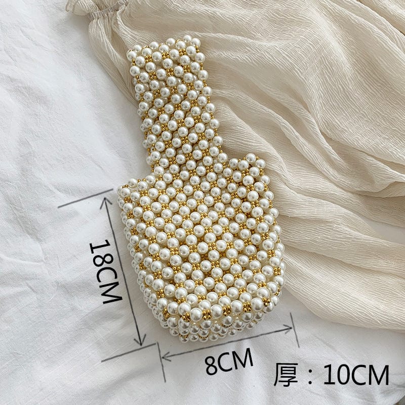 F3 Ins Ladies Pearl Mini Clear Clutch Strap Baroque Evening Beach Crossbody Diy Hand Woven Handle Rice Beaded Purse For Girls