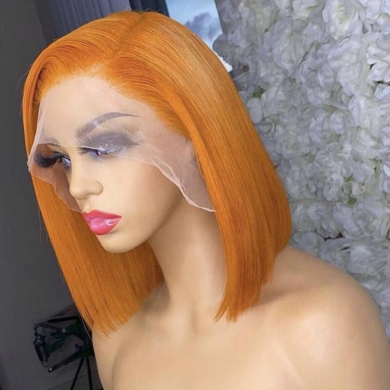 factory 12A grade brazilian hd lace frontal wig vendors orange blonde colored body wave hd full 4x4 closure lace wig