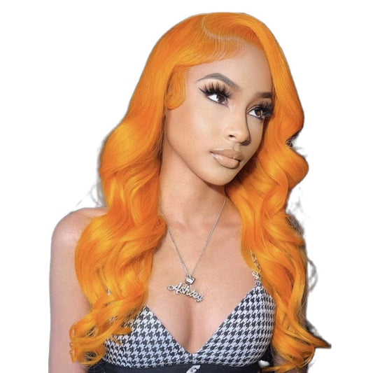 factory 12A grade brazilian hd lace frontal wig vendors orange blonde colored body wave hd full 4x4 closure lace wig