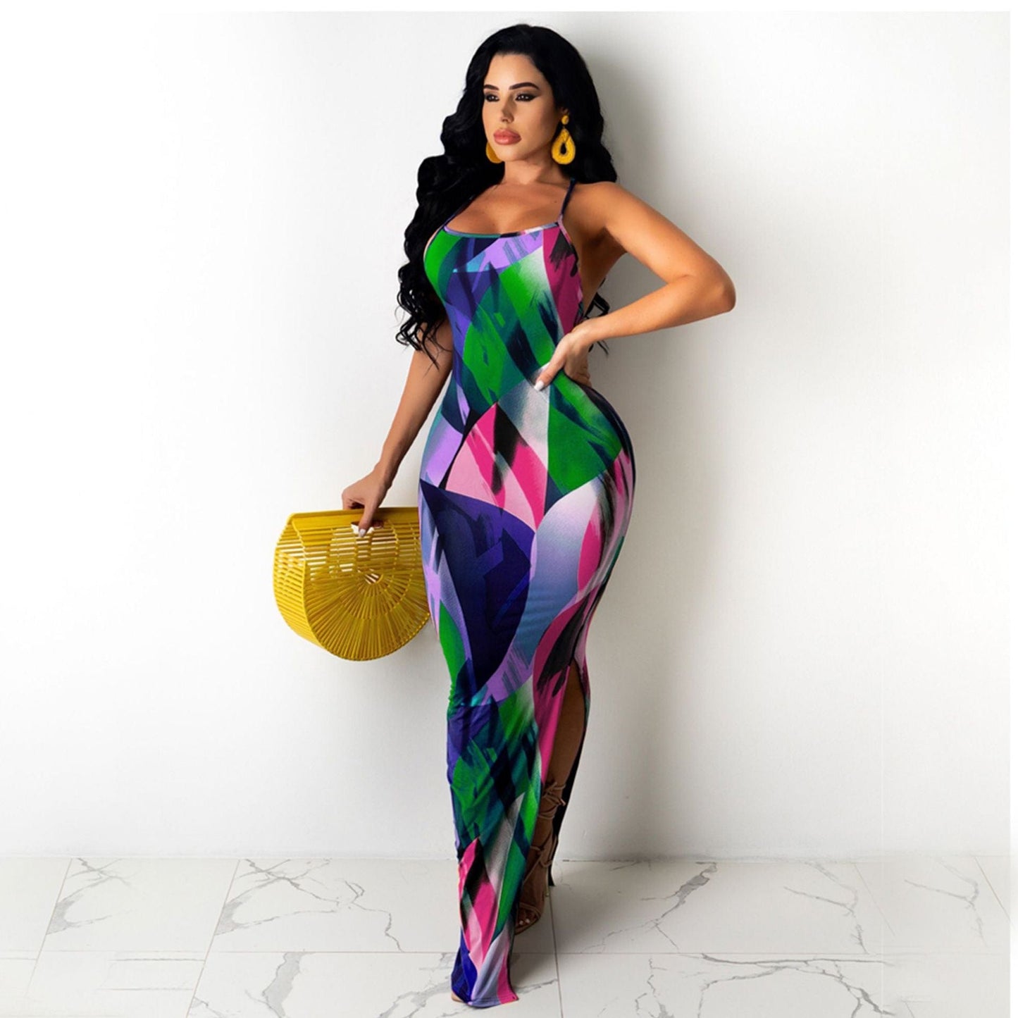 Factory 2023 NEW Women's Casual Sexy Summer Stripe Bodycon Long Maxi Dresses Floor Length Sleeveless Plus Size Sundresses