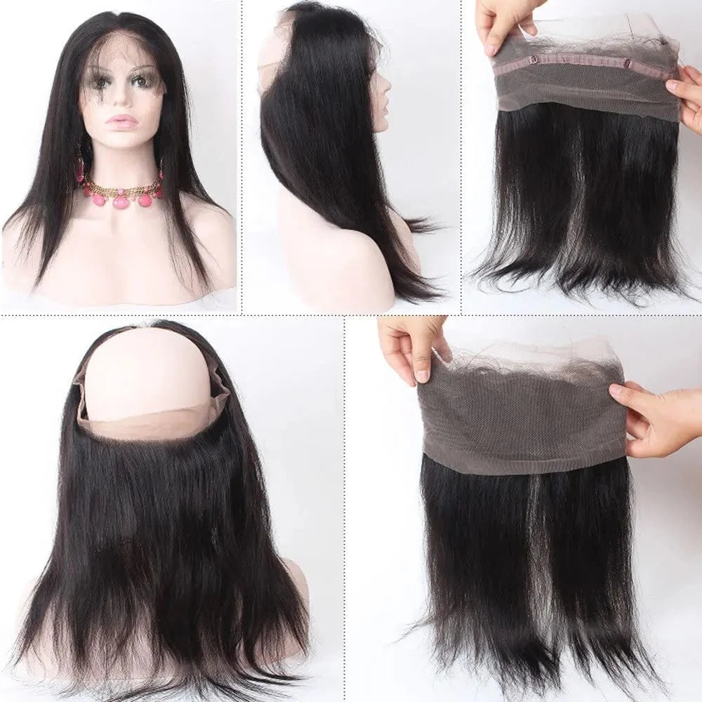 Factory cheap unprocessed 100% virgin brazilian human hair 360 lace frontal