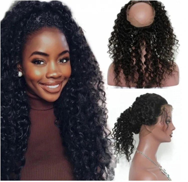 Factory cheap unprocessed 100% virgin brazilian human hair 360 lace frontal
