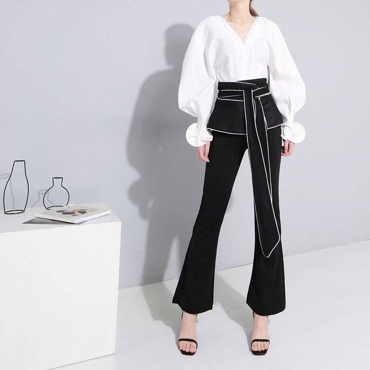 Factory direct sale Elegant Blouse Fashion White Shirts Oversized lotus sleeve long sleeve office lady shirts wholesale cheap