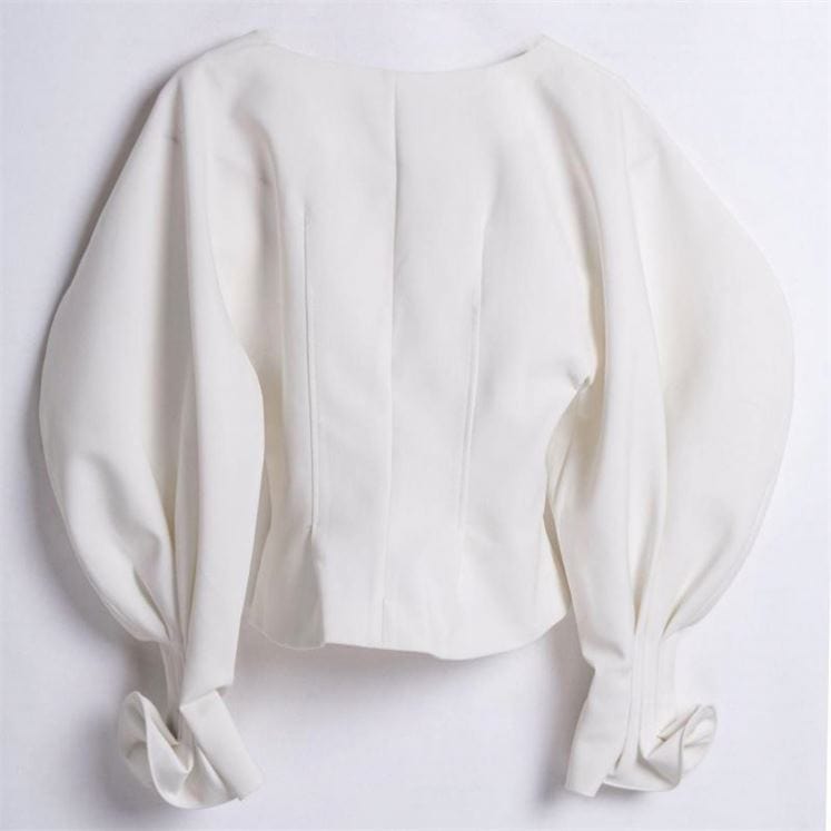 Factory direct sale Elegant Blouse Fashion White Shirts Oversized lotus sleeve long sleeve office lady shirts wholesale cheap