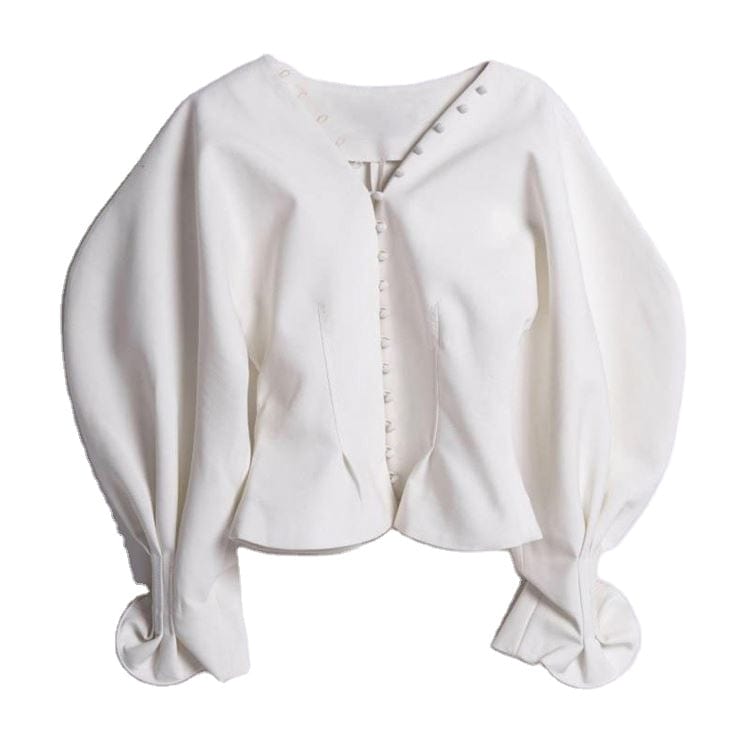 Factory direct sale Elegant Blouse Fashion White Shirts Oversized lotus sleeve long sleeve office lady shirts wholesale cheap
