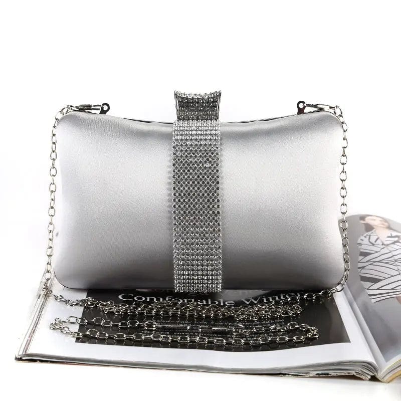 Factory direct wholesale brand new crystal box clutch bag comfortable hand feeling silk clutches classic evening bag for lady