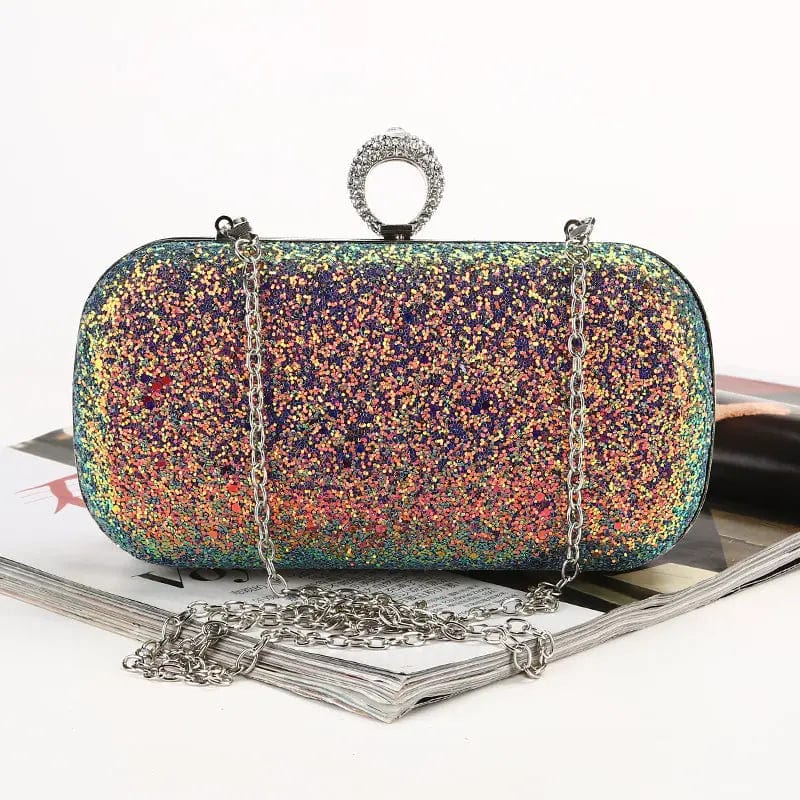 Factory direct wholesale brand new evening bag dazzling fabric satin lining ring head clutch box for party prom banquet wedding