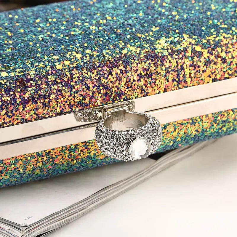 Factory direct wholesale brand new evening bag dazzling fabric satin lining ring head clutch box for party prom banquet wedding