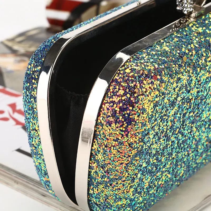 Factory direct wholesale brand new evening bag dazzling fabric satin lining ring head clutch box for party prom banquet wedding