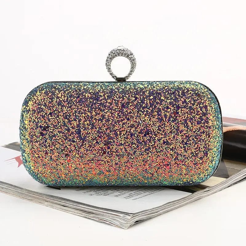 Factory direct wholesale brand new evening bag dazzling fabric satin lining ring head clutch box for party prom banquet wedding
