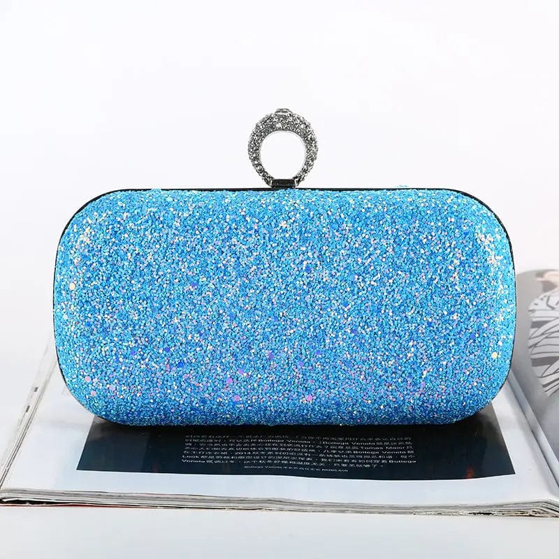 Factory direct wholesale brand new evening bag dazzling fabric satin lining ring head clutch box for party prom banquet wedding