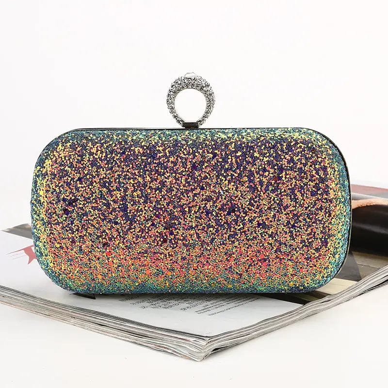 Factory direct wholesale brand new evening bag dazzling fabric satin lining ring head clutch box for party prom banquet wedding
